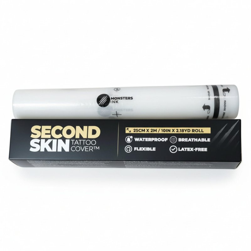 2.18 yd Second Skin Tattoo Cover Roll 10 in x 2.18 yd Tattoo Bandage Film, Clear Protective Waterproof Wrap for New Tattoos, Adhesive Aftercare Cover with Matte Surface