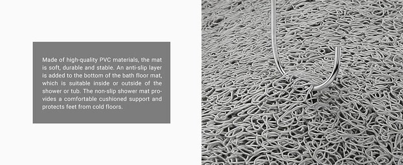 Loofah Bath Mat for Shower Tub - Non Slip PVC Shower Floor Mat with Exfoliating Texture & Massage Nubs, Fast Drying Anti Slip Bathtub Mat, 23.6 x 23.6 Inch (White)