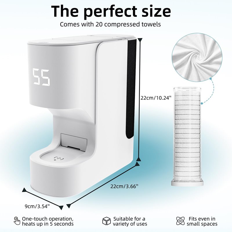 MagiBuboo Hot Towel Warmer with Voice Alert,5s Fast Heating Hot towel machine with 20 towels,Hot Towel Dispenser Constant 55°C (131°F) Temperature Control,Auto Dispensing Hot towel warmer for spa