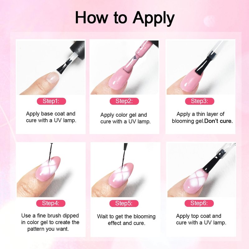JODSONE 16.5ml Clear Blooming Gel Nail Polish for Spreading Effect Marble Natural Stone Watercolor Floral Print Nail Painting and Can Be Easily Used Suitable for DIY Nail Art
