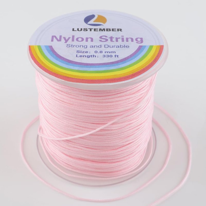 LUSTEMBER 0.8mm Nylon String - Durable Bracelet Cord for Jewelry Making & Beading Projects