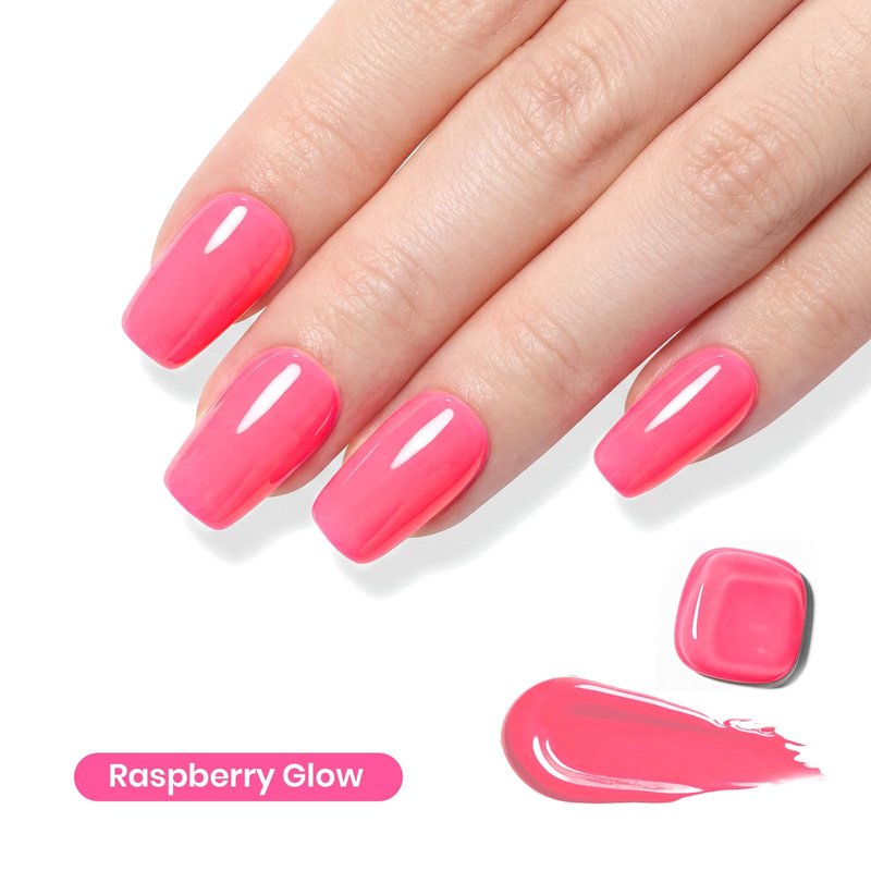 Beetles Hot Pink Gel Polish - Raspberry Mousse 15ML/0.51Fl Oz, Neon Pink Gel Nail Polish, Same Color Bottle, Soak Off UV LED Lamp Summer Nails Art, Long-Lasting Manicure Salon DIY Neon Nails Home