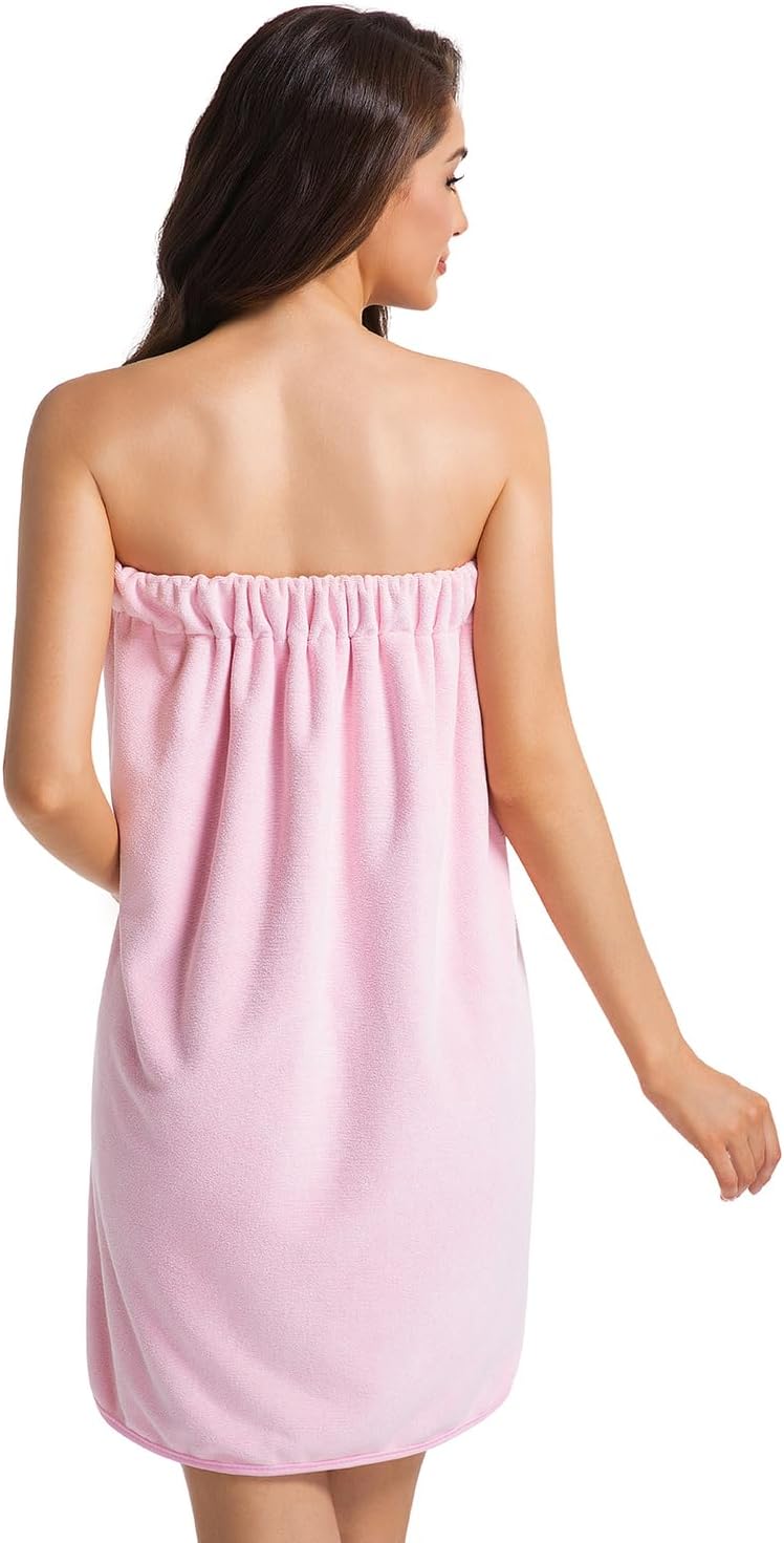 Women's Lightweight Towel Wrap Bath Robe - Adjustable Snap Closure for Spa & Shower Use