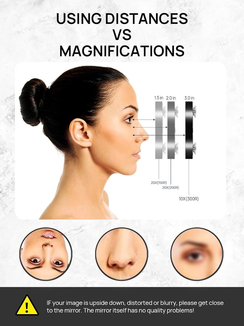 20X Magnifying Mirror with Eyebrow Tweezers Kit - Travel Set with 3.5" Suction Cups