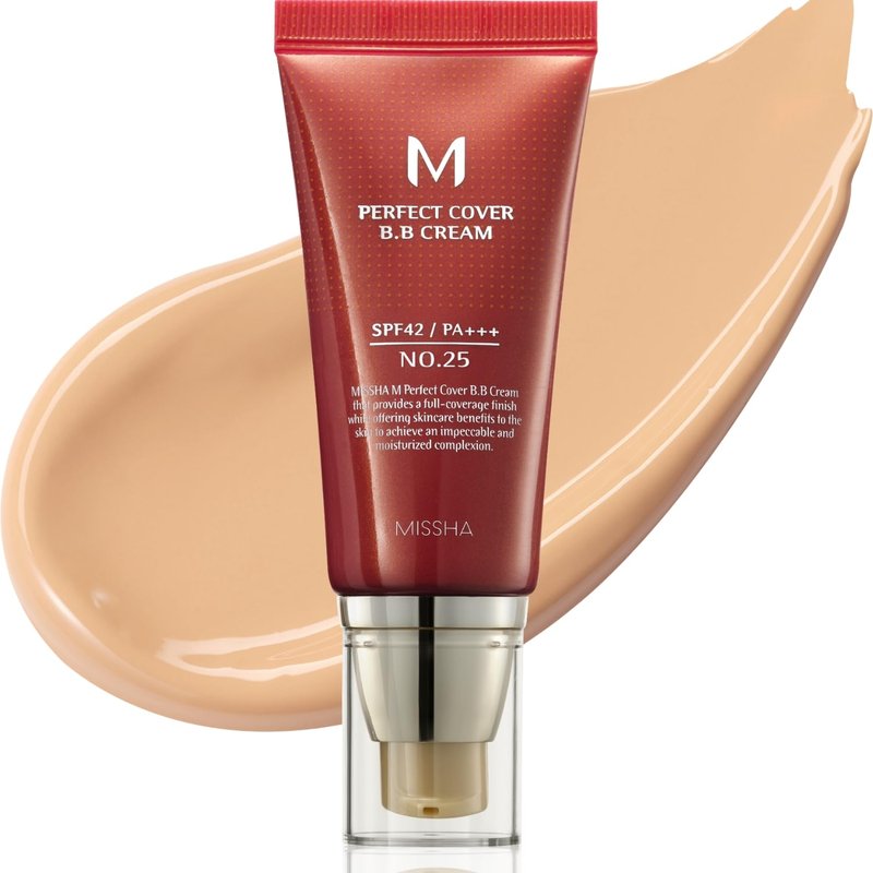 **MISSHA M Perfect Cover BB Cream - No. 25 Warm Beige Tinted Moisturizer with SPF 42 | 1.69 Fl Oz**