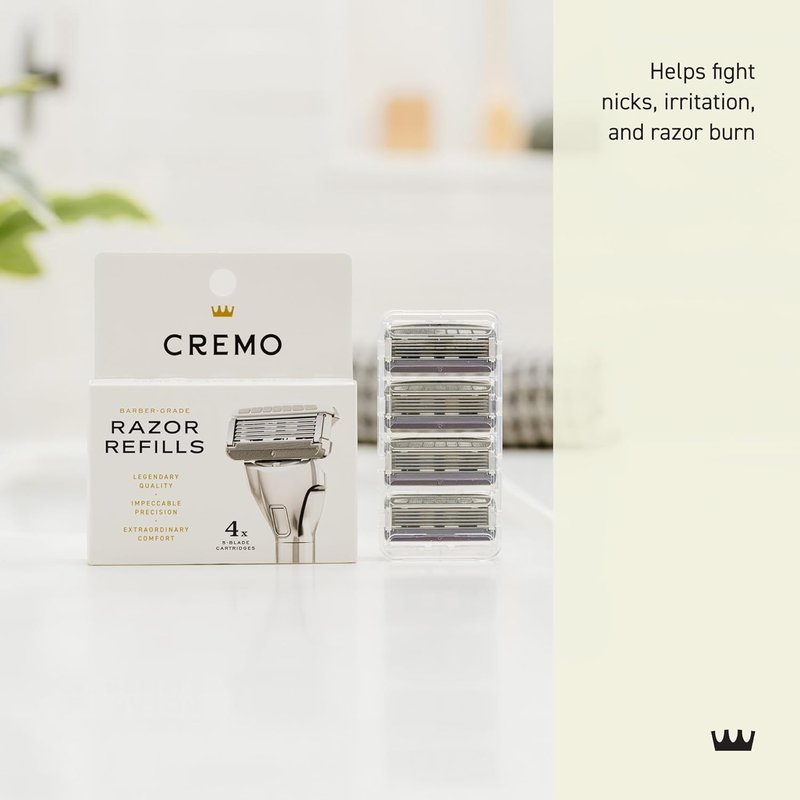 Cremo Razor Refills - Superior Shaving Razors for Men | 4 Pack Compatible with Cremo Razors