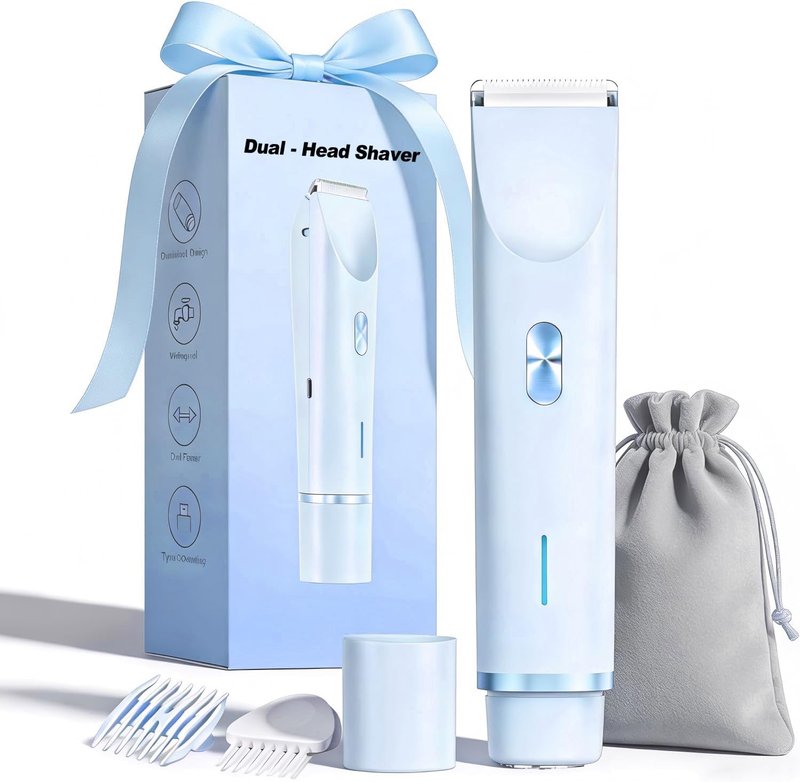 Skiennix Bikini Trimmer - 2-in-1 Painless Shaver with Ceramic Blade | IPX7 Waterproof for Travel & Shower, Blue