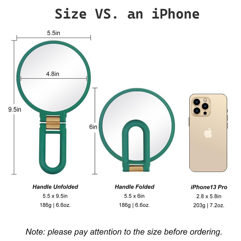 Sifolo 30x Magnifying Mirror, Travel Hand Mirrors with Handle - Double Side Handheld Mirror with 1X 30X Magnification & Adjustable Handle/Stand, Hand Held Foldable Travel Mirror for Makeup(Army Green)