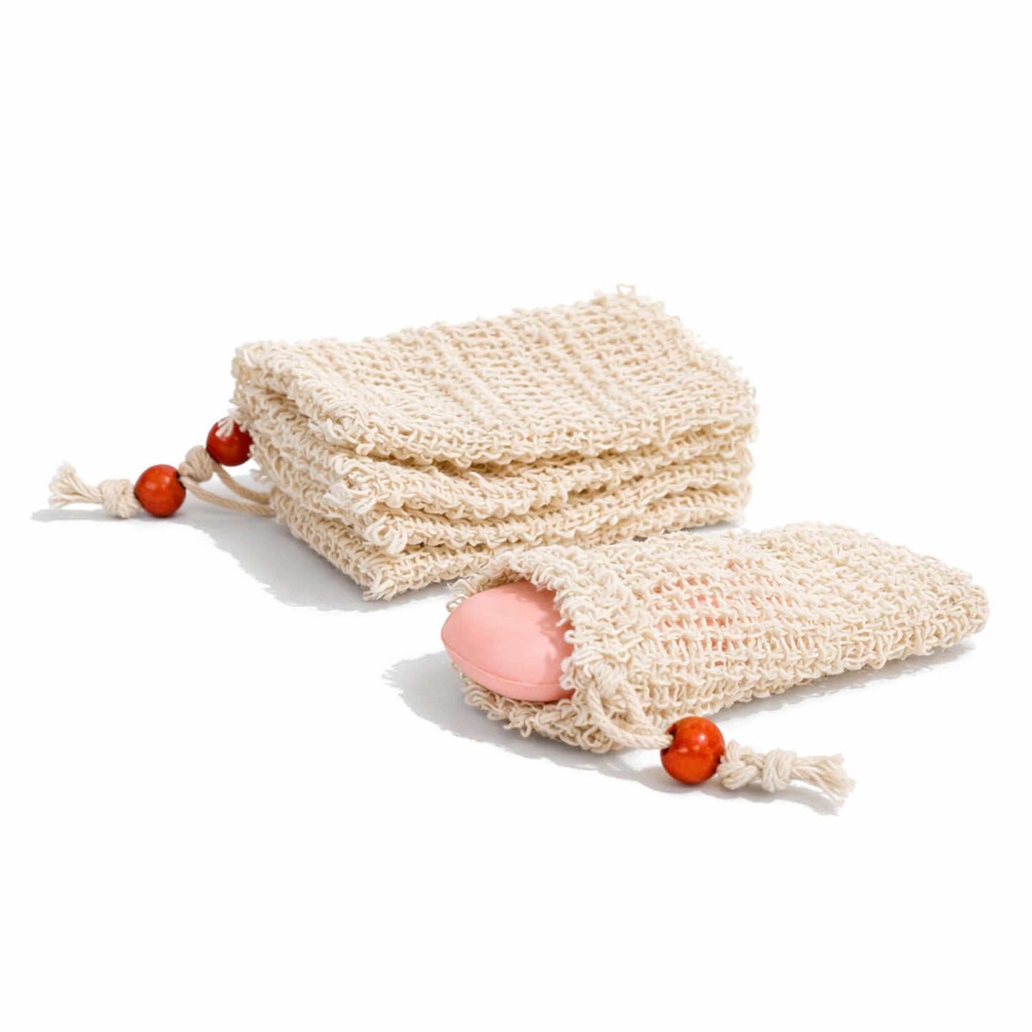 5 Pcs Soap Bar Bags Natural Sisal Bar Soap Sock Saver Net Loofah Pouch Exfoliating Foaming Mesh Quick-Drying Net for Shower