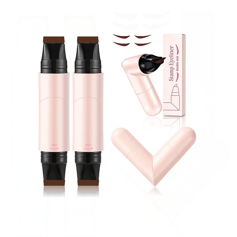 Dual-Ended Eyeliner Stamp - Easy Cat Eye Application, Waterproof & Smudge-Resistant | 2 Pcs (Brown)
