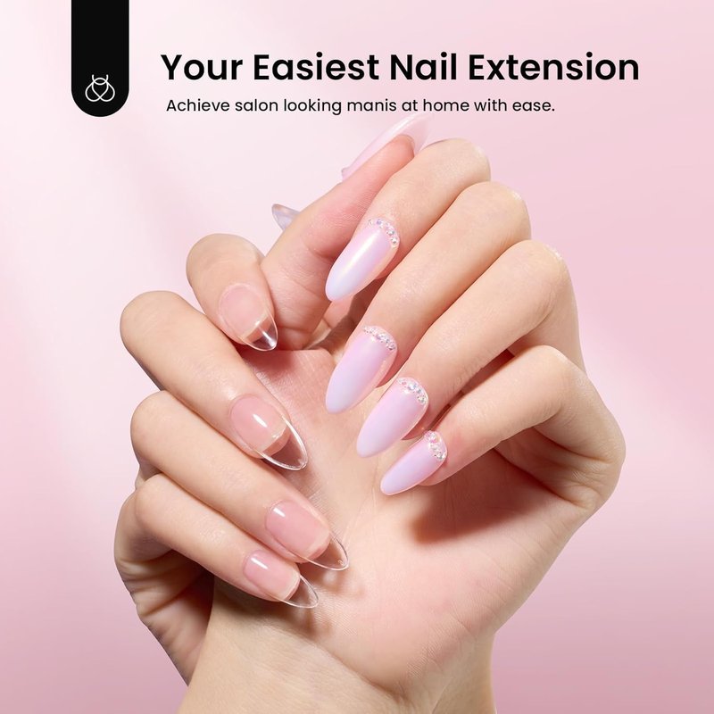 Beetles Gel Nail Kit - Medium Almond Tips with Dehydrator & Primer | 576 Pcs Easy DIY Nail Extension Set