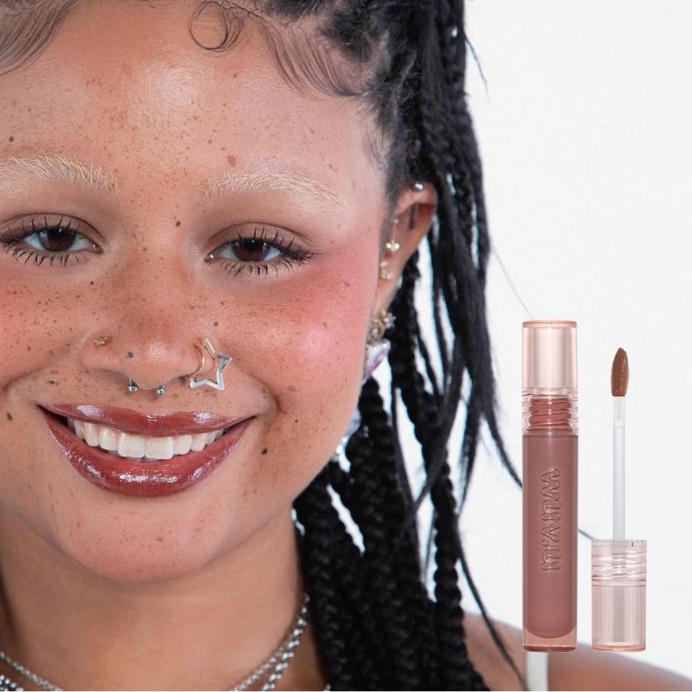 wuv.u Glossy Lip Stain – Plumping Hydrating Lip Oil Tint with Hyaluronic Acid & Peptide Complex – Non-Sticky High Shine Pigmented Finish – That’s Tea (Brown) 0.11 oz.
