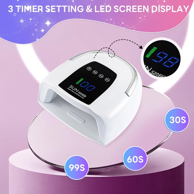 Cordless Nail Lamp 200W Rechargeable UV Light for Gel Nails LED Nail Dryer with 3 Timer Modes Perfect for Salon and Home Use Portable Cordless Design Continuous Use Up to 4-5 Hours (S20 Max)