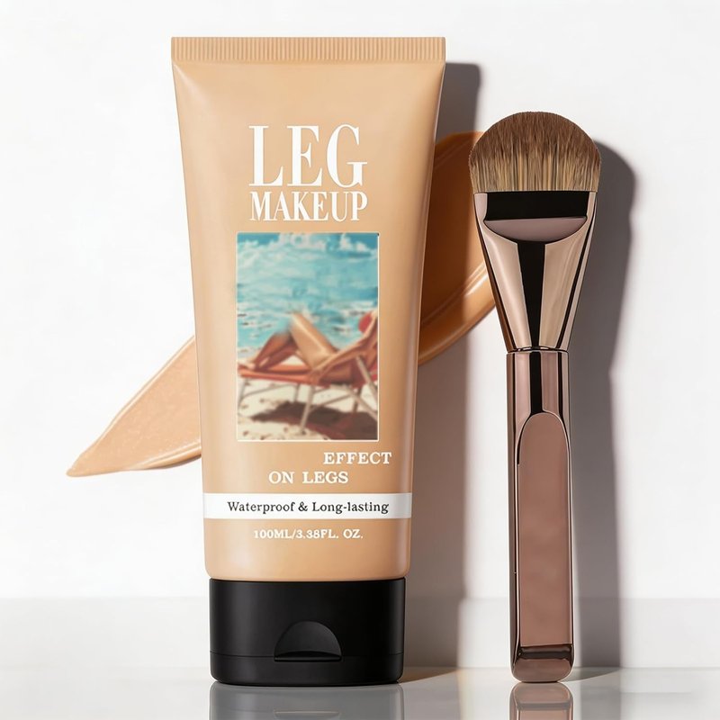 Legs Makeup Waterproof with Brush - No Transfer Body Concealer for Varicose Veins Appearance, Tattoo & Scar Cover Up for All Skin Tones, Waterproof (Medium)
