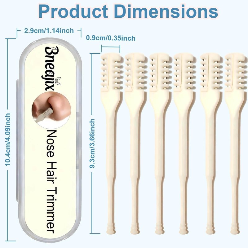 Bneajix 6PCS Nasal Hair Cutter for Women Men, 2026 Upgraded Portable 2-in-1 Nasal Hair Cutter Sticks, 360° Rotating Safe Painless Trimming, Double Sided Nose Knife with Protective Comb Teeth
