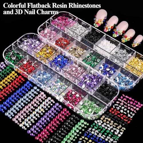 8 Boxes Nail Charms and Gems for Manicure, Flat Pearls Nail Flowers Nail Rhinestones and Charms for Nail Art, Colorful Pearl Nail Charm Nail Bows Multi Shapes Flatback Nail Design Kit Nail Accessories