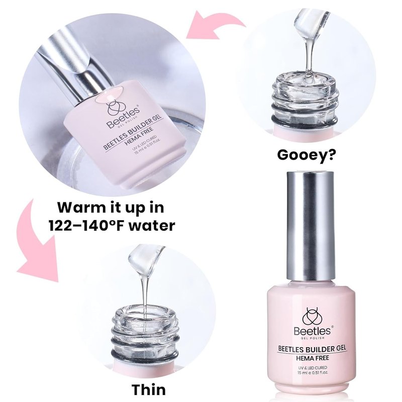 Beetles Builder Gel for Nails - HEMA-Free 7-in-1 Clear Gel for Strengthening & Thickening | Ideal for DIY Nail Art at Home
