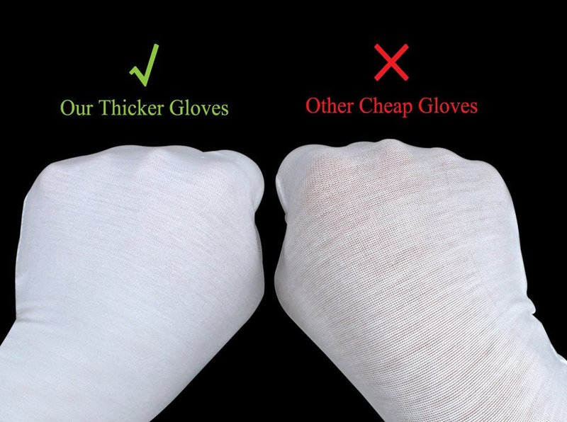 Amariver 12 Pairs Black Cotton Gloves, 8.6'' Large Size Thicker and Resuable Soft Works Glove for Coin Jewelry Silver Inspection…