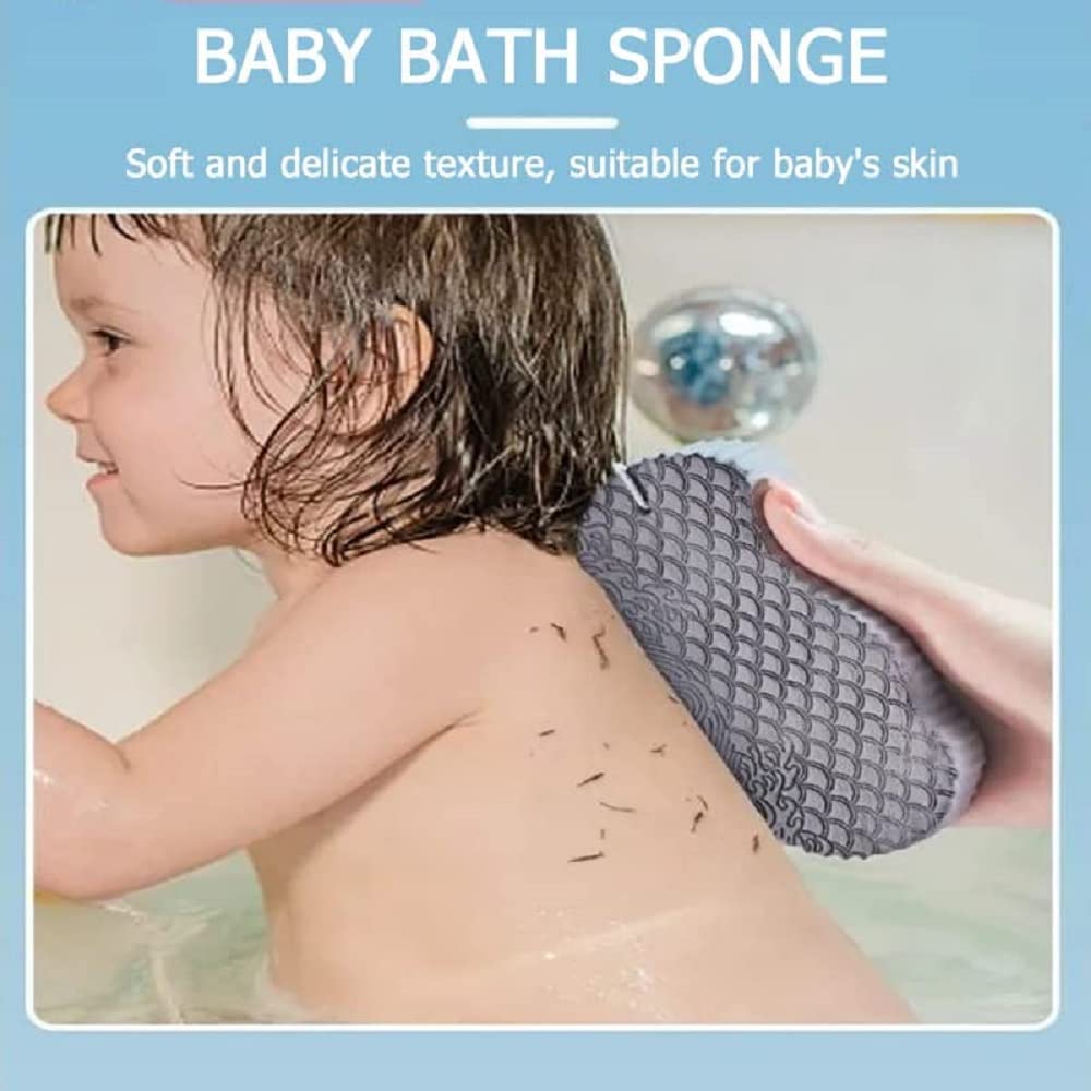 2 Pcs Magic Exfoliating Bath Sponge,3D Super Soft Body Exfoliating Bath Sponge for Adults Children and Pregnant Women Skin Friendly and Reusable. (Pink+Blue)