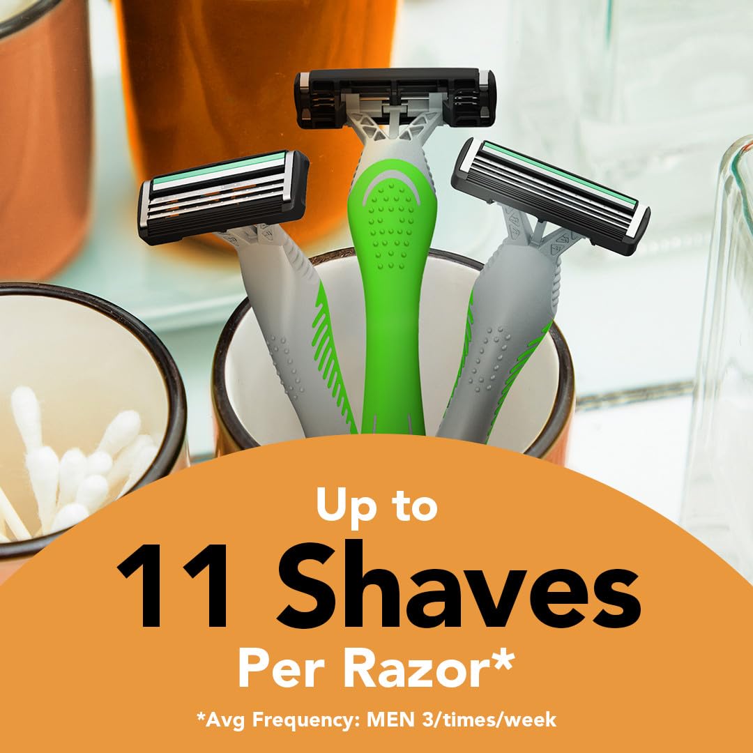BIC Flex 3 Men's Disposable 3-Blade Razors, Smooth Shave Razors With Pivoting Head and Aloe Strip, 8-Pack