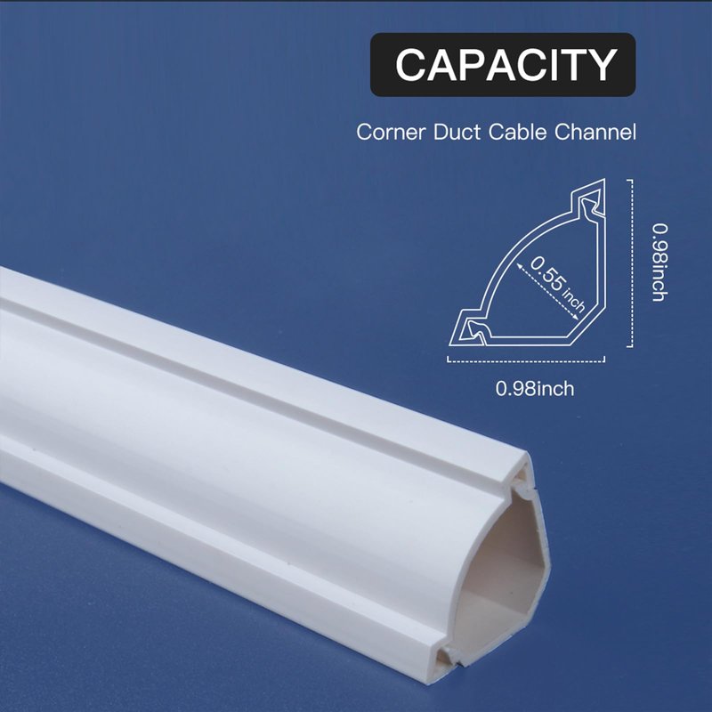 Corner Cable Hider, 78in Corner Cable Concealer, Paintable Cord Cover for Wall, Cable Management Kit, Wire Concealer, Cable Cover Raceway for Floor Baseboard, Ceiling, 2XL39in, White