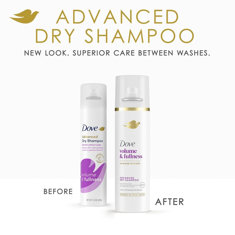 Dove Shampoo and Conditioner Set, Volume & Fullness + Advanced Dry Shampoo – Refresh & Revive Thin, Flat and Dry, Damaged Hair (3 Piece Set)