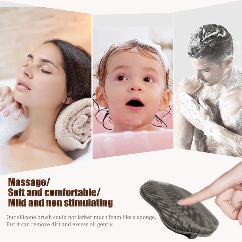1 Pack Soft Silicone Shower Brush Body Wash Bath Exfoliating Skin Massage Scrubber, Dry Skin Brushing Glove Loofah, Fit for Sensitive and All Kinds of Skin