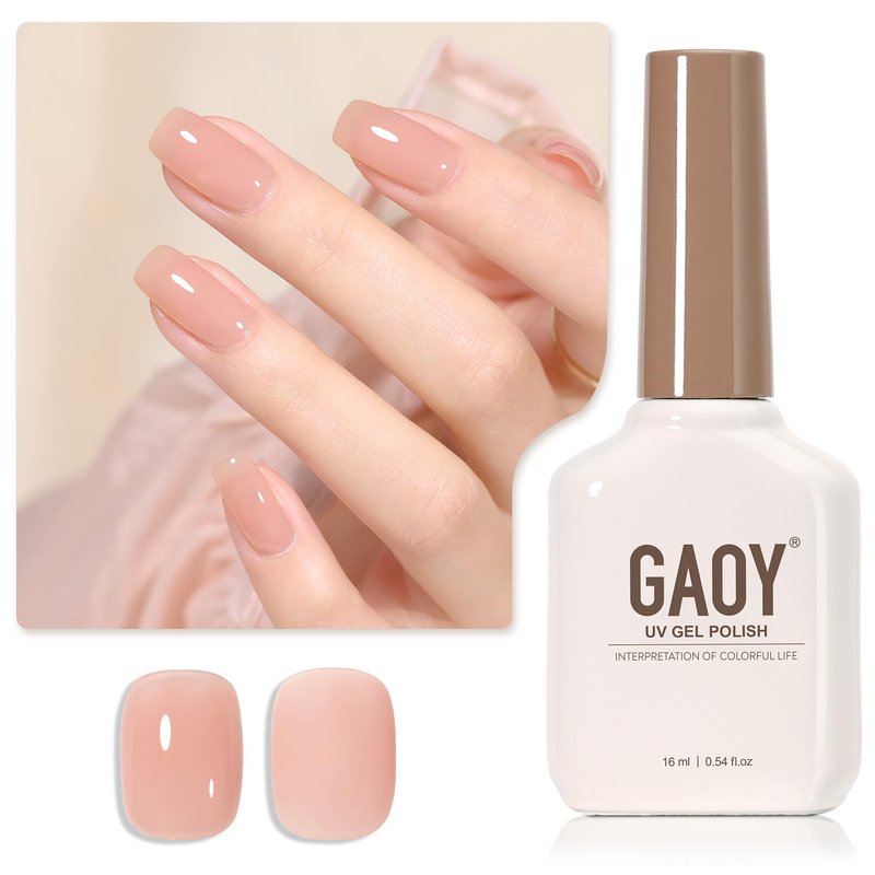 GAOY Jelly Nude Gel Nail Polish - Sheer Peach Translucent Formula | 16ml UV Cure for DIY Nail Art