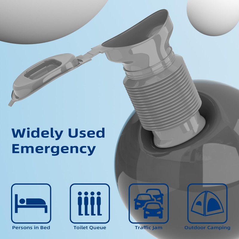 Pee Bottles for Men, Collapsible Emergency Urinal With Disposable Replacement Bags, Leakproof Car Pee Bottle for Men and Women, 2-PCS Urine Bottle, Travelling, Traffic Jams & Hiking (gray and black)