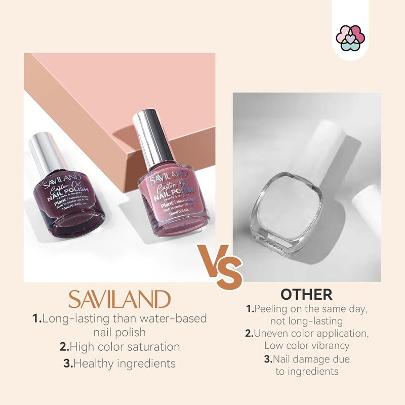 SAVILAND Pink Nail Polish Set - Quick Dry 12 Colors with Castor Oil Base & Top Coat | DIY Art Kit