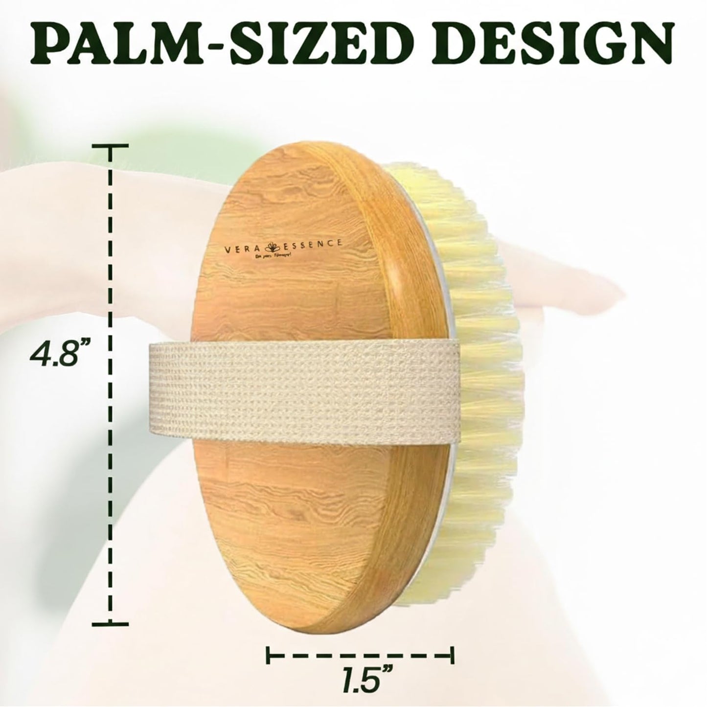 Large Dry Brushing Body Brush - Natural Boar Bristle Brush for Lymphatic Drainage, Cellulite, Blood Circulation - Skin Massage Nodes for Detox, Flawless Skin, Exfoliating Body Scrubber