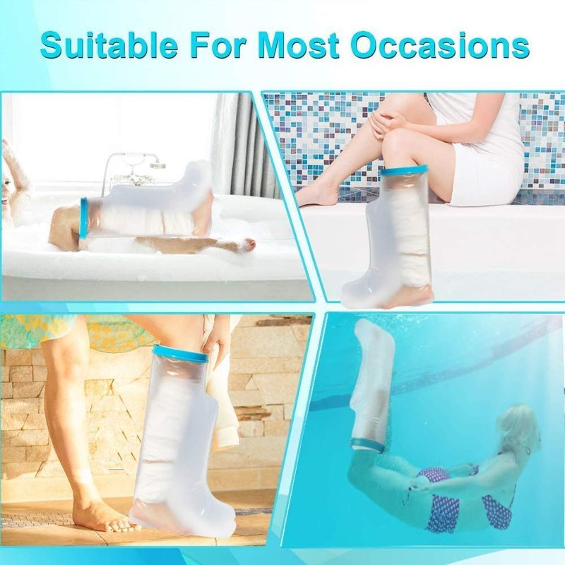 Lxuemlu 100% Waterproof Cast Shower Cover Leg Cast Cover with Non-Slip Bottom for Showering After Surgery, Adult Foot Shower Bag Cast Bag Cast Protector to Keep Wound & Bandages Dry