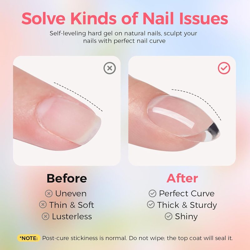 Postel Builder Gel for Nails - 60g Pink Hard Gel for Nail Extensions & Strengthening | DIY Manicure Kit