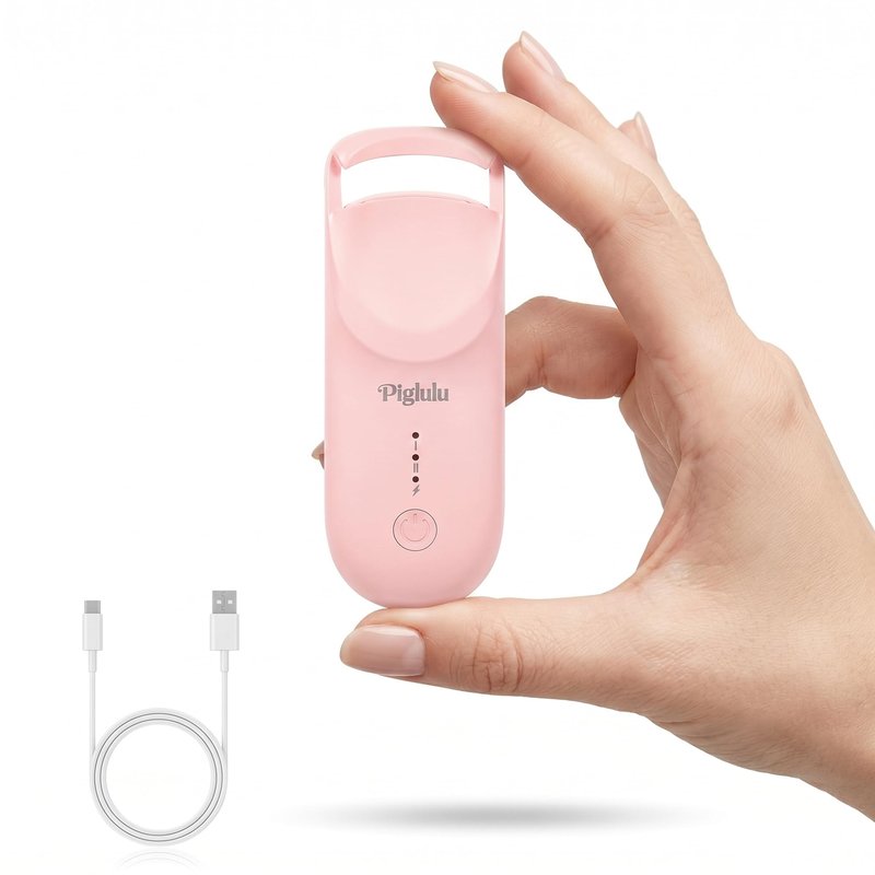 Heated Eyelash Curler, Mini Electric Eyelash Curler for Women with 5s Fast Heating & 24H Long-Lasting Curl, 2-Level Temp Control, Anti-Burn Silicone Pad, Portable Type-C Charging