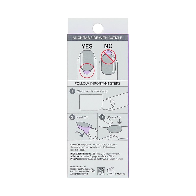 Kiss Impress No Glue Mani Press On Nails, Design, 'Romantique', Black, Short Size, Squoval Shape, Includes 30 Nails, Prep Pad, Instructions Sheet, 1 Manicure Stick, 1 Mini File