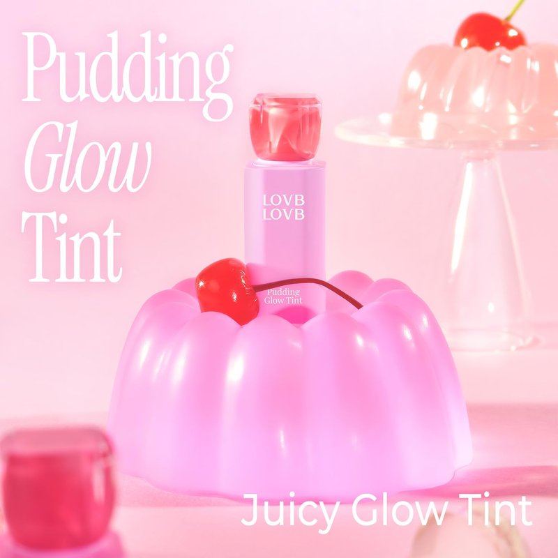 LOVB Pudding Glow Korean Lip Tint - Natural Long-Lasting Lip Stain | Non-Sticky & Lightweight | 0.14 oz (07 Coco Rose)