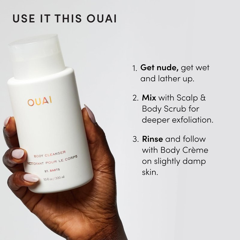 OUAI Body Cleanser - Hydrating Foaming Body Wash with Jojoba & Rosehip Oil | 10 Fl Oz, Paraben-Free