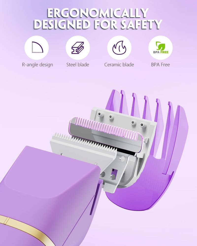 Bikini Trimmer for Women - Painless Electric Razors-Cordless Body Shaver for Trip,Replaceable Lady Facial Razor, IPX7 Waterproof&Easy Cleaning, Ceramic Blade, USB Charge Purple