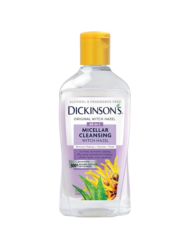 Dickinson's Micellar Cleansing Witch Hazel - All-in-One Makeup Remover & Pore Refiner | Alcohol-Free, 16oz