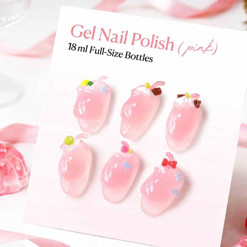 Nude Pink Gel Nail Polish - Sheer Translucent Pastel Color | 18ML Soak Off UV/LED for French Nail Art