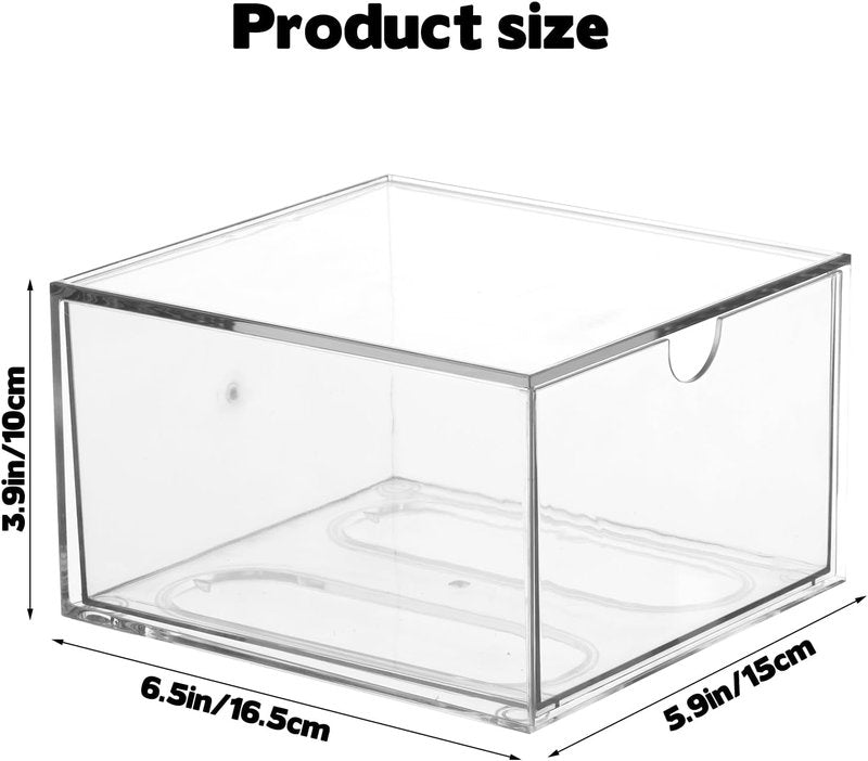 Disposable Face Towel Holder - Stackable Clear Makeup Organizer with Drawer | Vanity Bathroom Storage Solution
