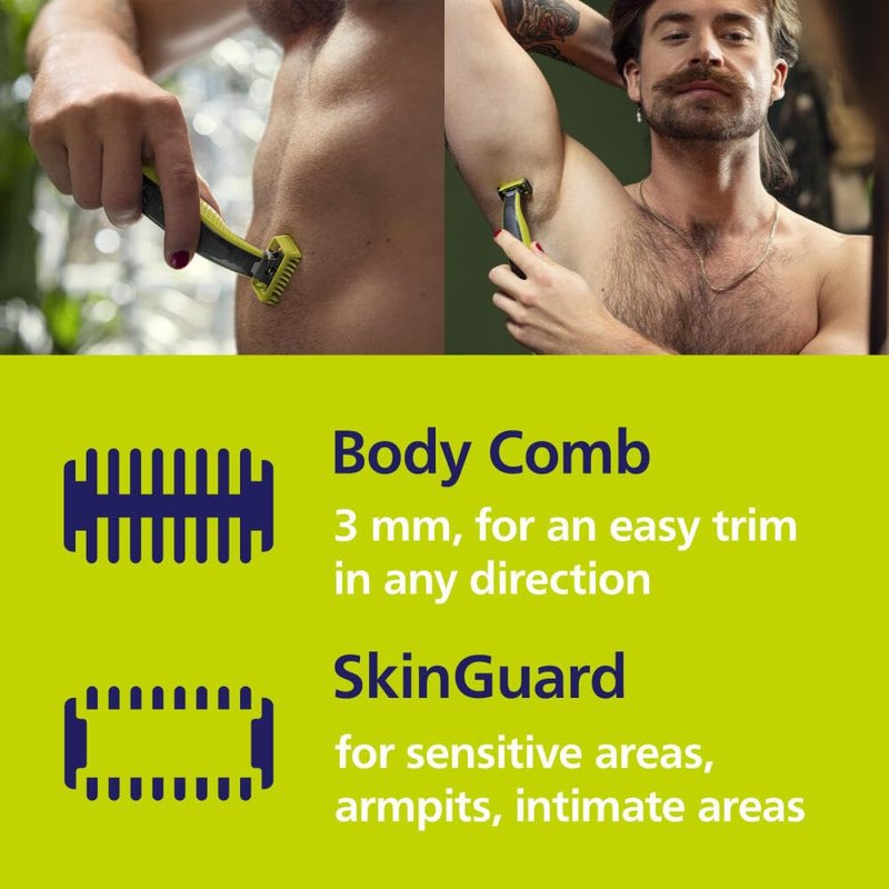 Philips Norelco OneBlade Replacement Blade Kit - Durable Stainless Steel for Face & Body Trimming | QP614/80