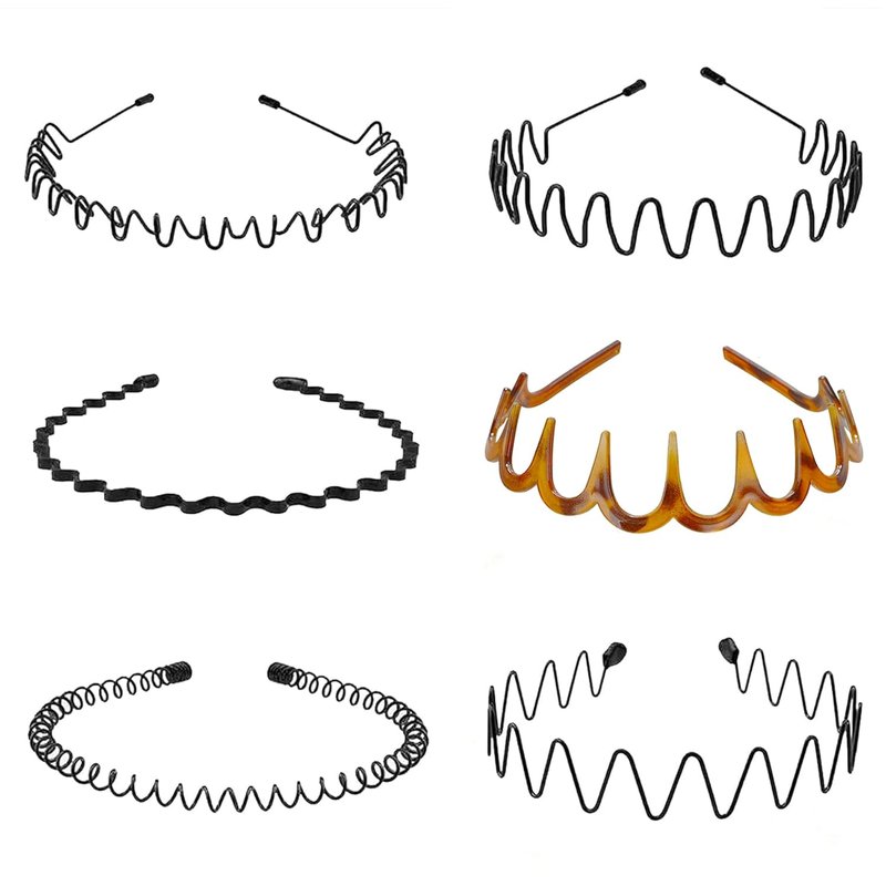 Skiennix 6PCS Zig Zag Headbands - Non-Slip Hair Accessories for All Occasions | Stylish Plastic Bands