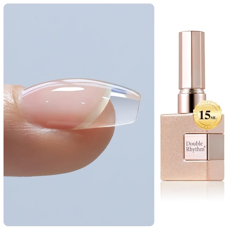 Double Rhythm 0.5Oz Nail Strengthener Rubber Gel Polish Gel Nail Polish in a Bottle for Nail Thickening Extension Hard Structure Glue (Clear Builder-8 in 1-1)
