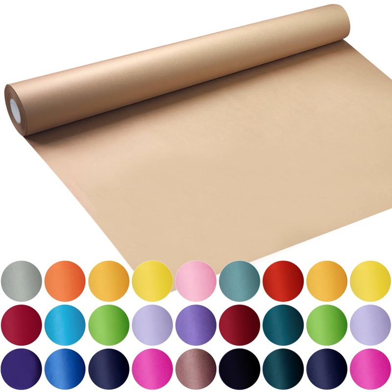 SMART&CASUAL Brown Wrapping Paper Roll 17.8"×1,200"(100') Kraft Paper for Craft Gift Bulletin Board Banner Bouquet Flower Table Covering Packing Shipping Moving 70GSM 50LB(Brown, 17.8" x 1,200")