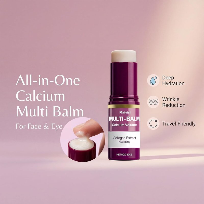 Calcium Volume Multi Balm Stick - Anti-Wrinkle Hydrating Treatment for Face, Eyes, Lips & Neck | Firming & Nourishing Balm