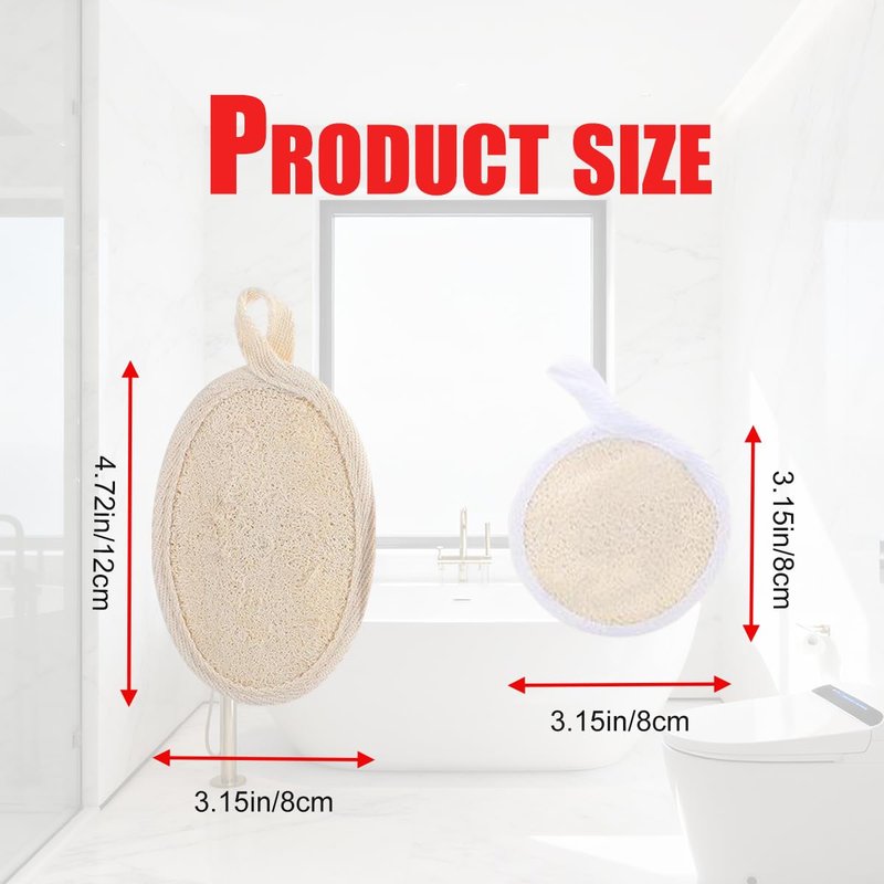Leewoth 6 Pack Natural Loofah Sponge Pads, 3 Styles Organic Luffa Body Scrubber, Biodegradable Loofah Exfoliating Sponges for Bath Shower, Face & Body Cleansing for Men Women