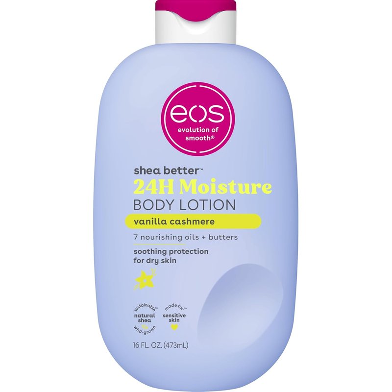 Eos Shea Better Body Lotion - Vanilla Cashmere, 24-Hour Moisture, Lightweight & Vegan | 16 fl oz