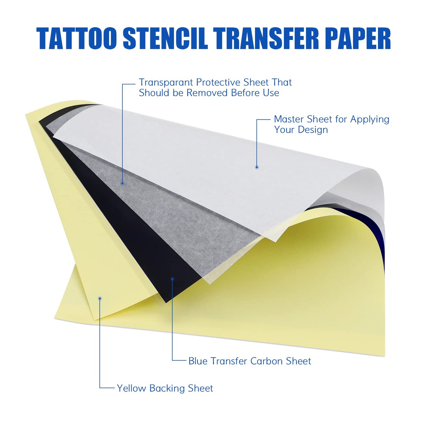 LIUMATE Tattoo Transfer Paper, 100 Sheets Tattoo Stencil Paper A4 Size, Stencil Paper for Tattooing 4 Layers, Thermal Stencil Paper DIY Tattοο Tracing Paper for Tattoo Transfer Kit Tattoo Supplies