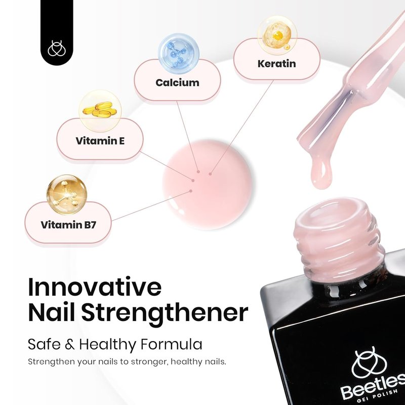 Beetles Rubber Base Gel Nail Polish - 6 Colors Nude & Pink Shades | Flexible UV LED Soak Off for DIY Manicure